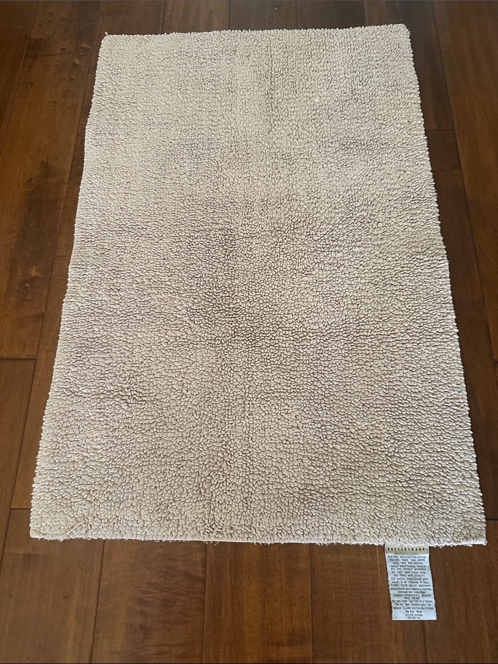 Pottery Barn Cream Plush Cotton Bath Rug